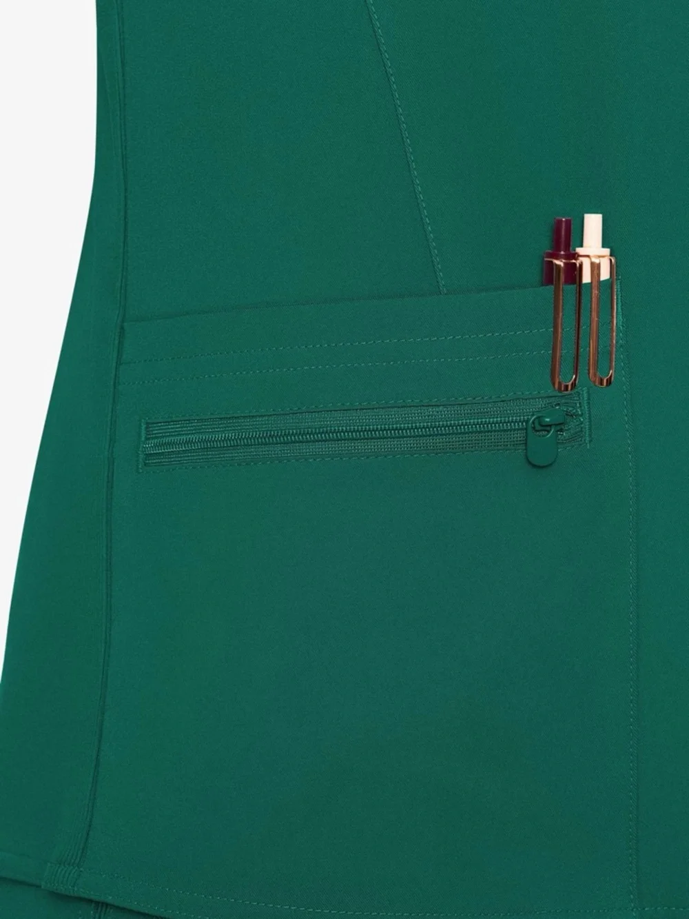 Med Couture Touch V-Neck Short Sleeve Scrub Top - Hunter - Picture 3 of 10